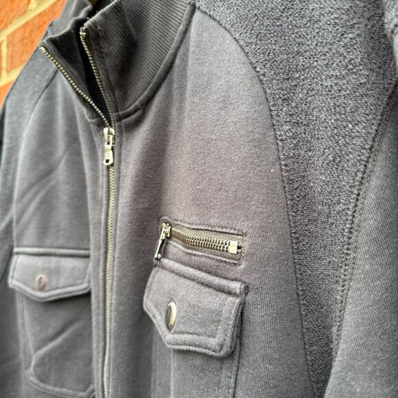 Rock & Republic Jacket Mens XL Black Pockets Lightweight Jersey Knit - Picture 3 of 9